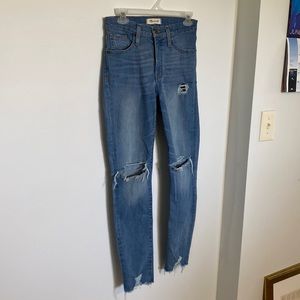 Madewell 9” distressed high rise skinny jeans